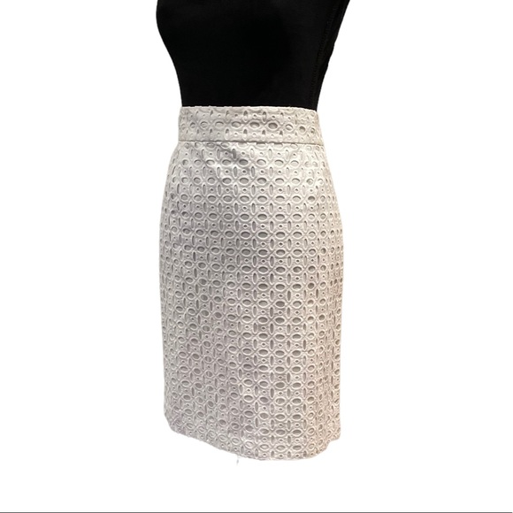 Banana Republic cotton white eyelet pencil fully lined pencil skirt size 8 - Picture 2 of 13